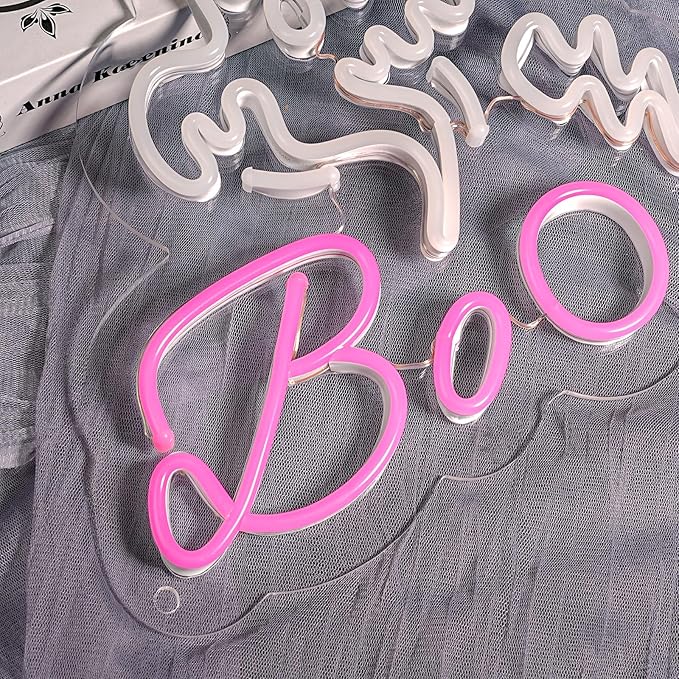 HRGXYUN Halloween Dimmable Ghost Neon Sign, Pink Boo Neon light for Wall Decor,Custom Neon Sign for Bar Club Ghost Room Decoration,5V USB Power 11.8 * 9.85in