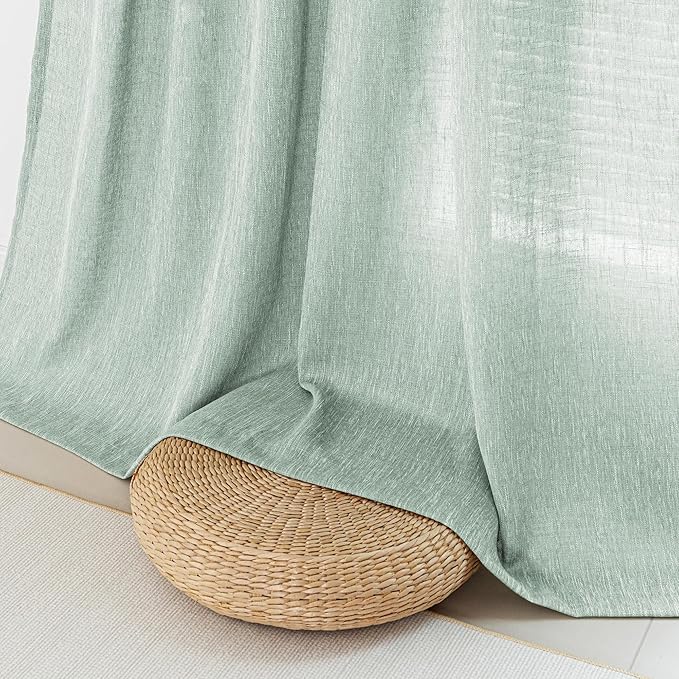 MYSKY HOME Living Room Curtains for Windows Semi Sheer Curtains 90 Inch Length Boho Room Decor Sliding Glass Patio Doorways Light Filtering Privacy Protect Soft Texture, Aqua, 50" x 90", 2 Panels