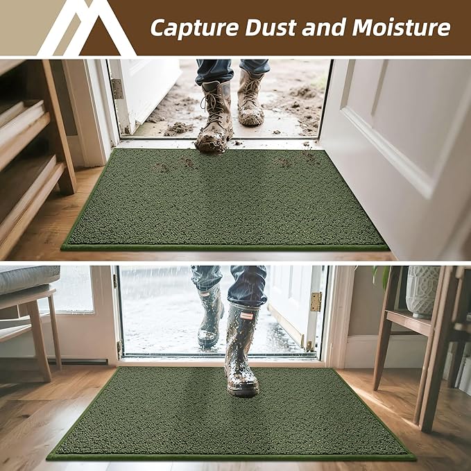 COSY HOMEER-Door-Mat 24"x36" Non Slip Absorbent Entryway Rugs Dirt Trapper Doormats Washable Entrance Mats Low Pile Welcome Floor Mat for Front Back Door and Entry Mats,Green