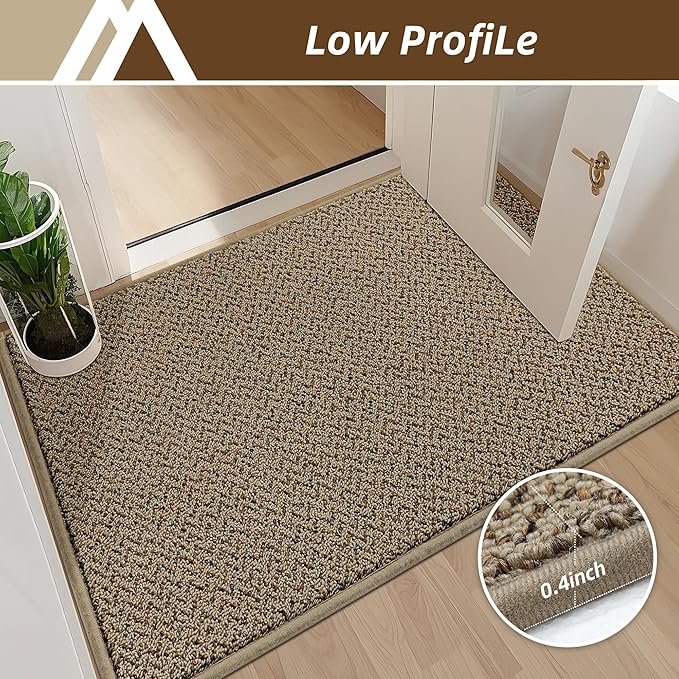 COSY HOMEER-Door-Mat 36"x60" Non Slip Absorbent Entryway Rugs Dirt Trapper Doormats Washable Entrance Mats Low Pile Welcome Floor Mat for Front Back Door and Entry Mats,Taupe