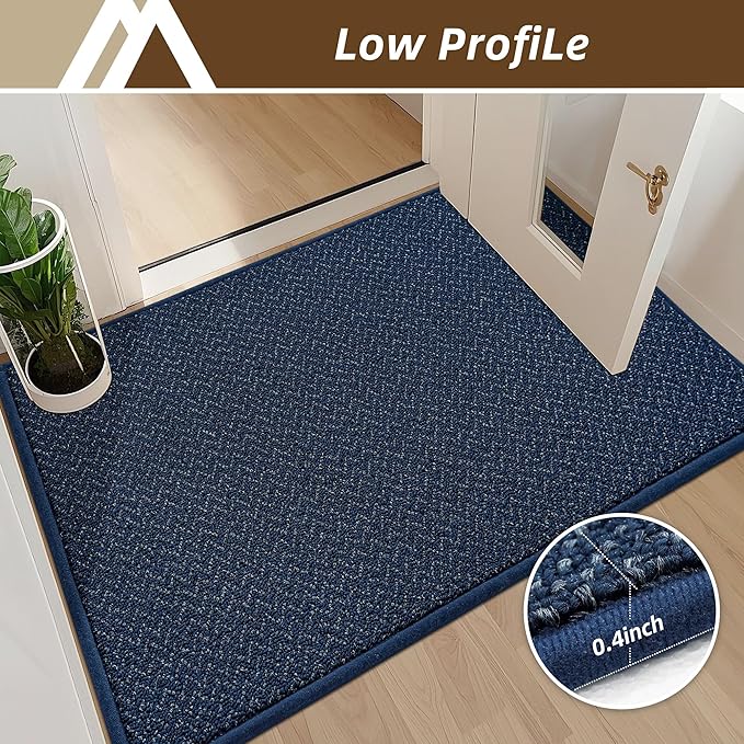 COSY HOMEER-Door-Mat 20" x 32" Non Slip Absorbent Entryway Rugs Dirt Trapper Doormats Washable Entrance Mats Low Pile Welcome Floor Mat for Front Back Door and Entry Mats,Navy Blue