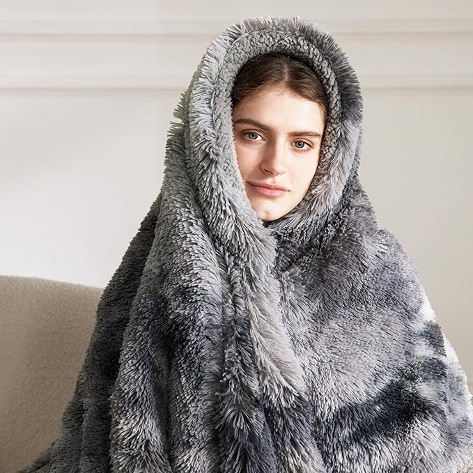 Bedsure GentleSoft Fluffy Fuzzy Faux Fur Throw Blanket, Soft Sherpa Fleece Cozy Gifts for Women, Grey Room Decor for Men Plush Blanket for Couch Bed, Thick Warm Minky Gifts for Girls Boys Teenages
