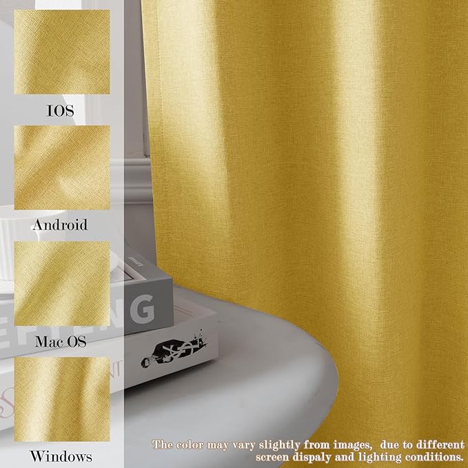 120" Wx102 L Linen Room Divider Drapes for Doorway/Glass Window/Sliding Door/Patio, Extra Wide Pinch Pleated Full Blackout Curtains for Girls Boys Teen Kids Room, 1 Panel, Yellow