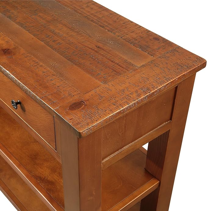 Farmhouse Wood Entry Console Table 48-Inch Modern Sofa Entryway Table with Drawers and Storage Shelves for Entrance Living Room (Brown)