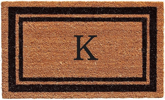 Calloway Mills 152963672 Black Border 36" x 72" Monogram Doormat Letter (K)
