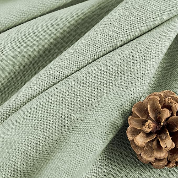 Joydeco Linen Curtains for Living Room,Light Filtering Rod Pocket Back Tab Semi Sheer Drapes Window Long Curtains 63 inches Long Sage Green