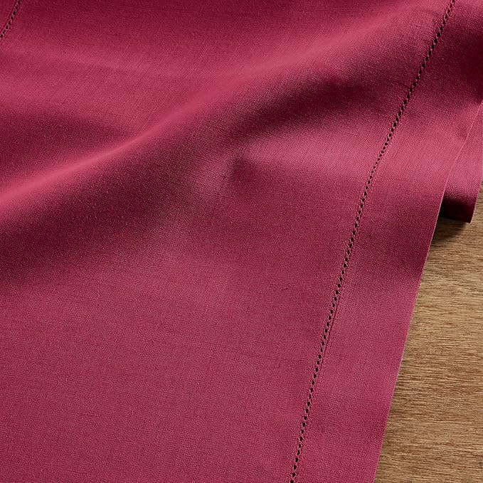 Solino Home Linen Beet Table Runner 72 Inches Long - 100% Pure Linen Hemstitch Table Runner 14 x 72 Inch for Dresser, Dining, Fall, Autumn, Halloween, Thanksgiving - Classic Hemstitch