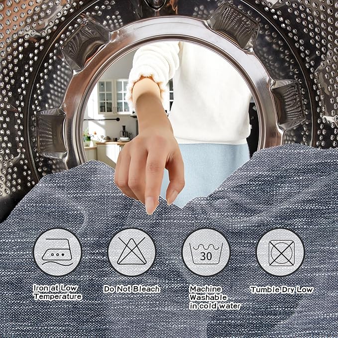 MYSKY HOME Semi Sheer Curtains 84 Inch Length, Living Room Curtains & Drapes Boho Sheer Light Filtering for Sliding Glass Door Windows Soft Elegant Rod Pocket, 50" x 84", Dusty Blue, 2 Panels