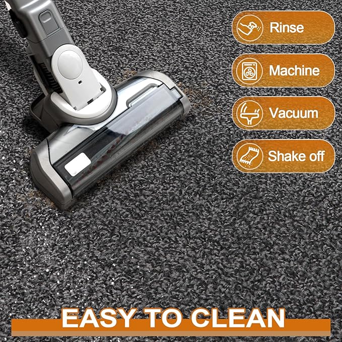 Mibao Front Door Mat, Dirt Trapper Welcome Mat for Outdoor Indoor, Non-Slip Waterproof Doormat, Durable Machine Washable Low Profile Entry Rug for Back Door Outside Patio Porch, 48" x 36", Grey