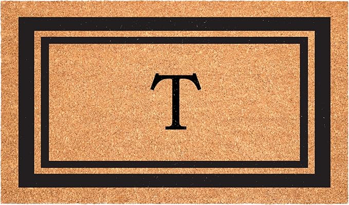 Calloway Mills 152963048T Black Border 30" x 48" Monogram Doormat Letter (T)