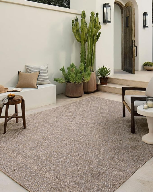 Loloi Amber Lewis Topanga Collection TOP-06 Natural/Mist 9'-2" x 12'-0" Indoor/Outdoor Area Rug