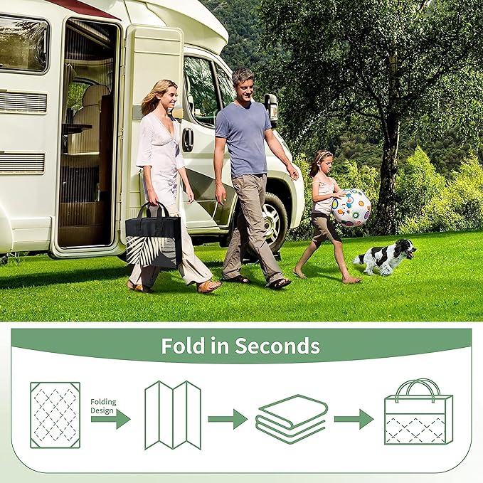 GENIMO Outdoor Rug 5' x 8' Waterproof for Patios Clearance, Reversible Outdoor Plastic Straw Camping Rug Carpet, Large Area Rugs Mats for RV, Picnic, Backyard, Deck, Balcony, Porch, Beach, Black&Beige