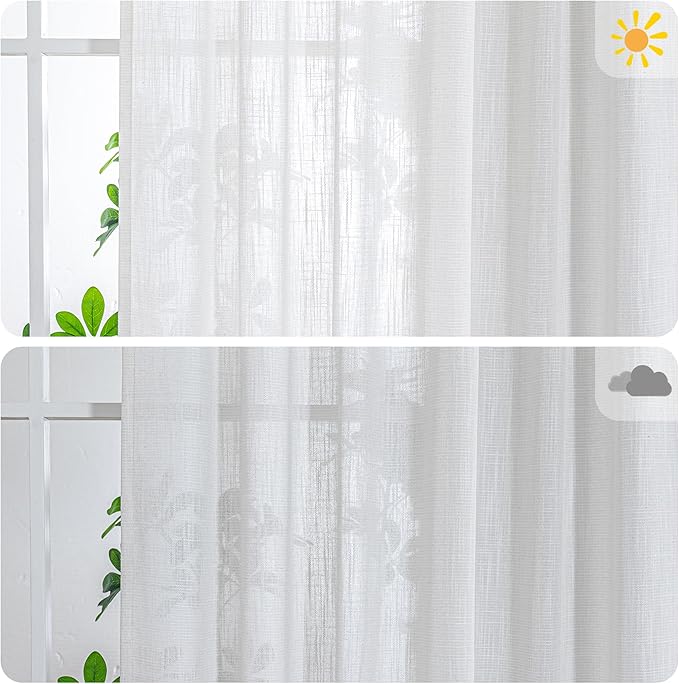 MYSKY HOME Extra Long Curtains for Living Room, Soft Cotton Fabric Boho Window Curtain Drapes for Sliding Glass Door Light Filtering Semi Sheer Backdrop Panels, 100 x 108 Inches, Natural, 1 Pieces