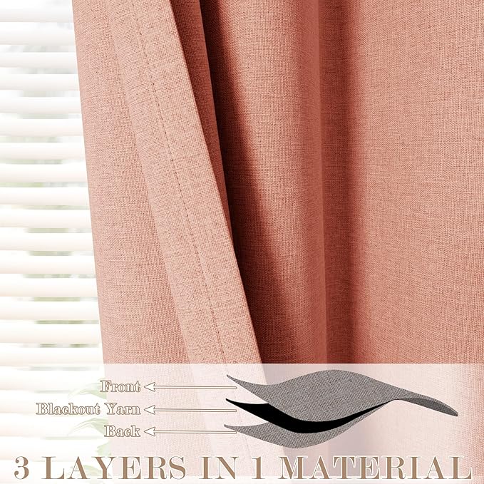 Orange Pinch Pleat 100% Blackout Drapes Linen Blend, Room Divider, Room Darkening, Energy Saving, Furniture Protecting, Light Blocking Extra Wide Privacy Curtains, 240Wx84L, 1 PC