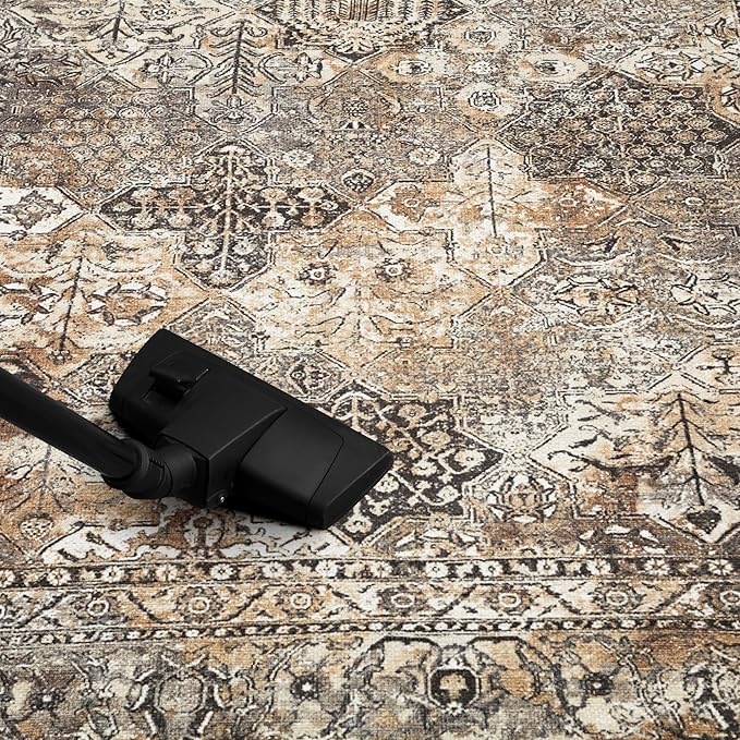 Keen Home Design 6x9 Rug - Machine Washable Area Rug with Non-Slip Backing, Ideal for Living Room, Dining Room, Bedroom - Vintage, Easy Clean, Durable, Low Pile Rug - (6' x 9')