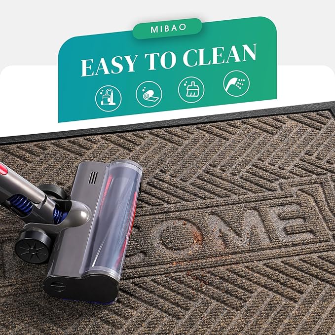 Mibao Front Door Mat Outside Entrance, Durable Outdoor Indoor Mat, Low Profile Heavy Duty Doormat, Non-Slip, Traps Dirt and Moisture, Easy Clean Patio Porch Entryway Mat, 47" x 32", Brown