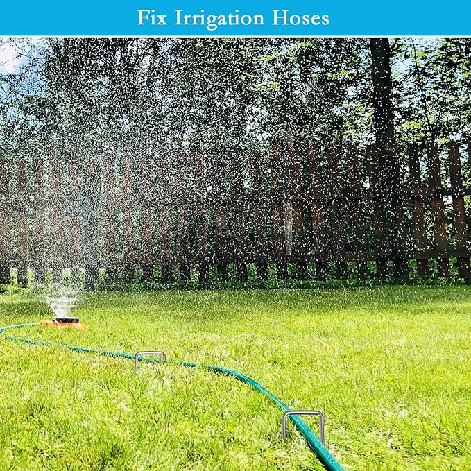 RAOOKIF 8 Inch Galvanized Garden Landscape Staples, 20/50/100/200Pcs Garden Metal Stakes, 11 Gauge Heavy Duty Ground Stakes for Decoration, Fence, Lawn, Fabric Pins