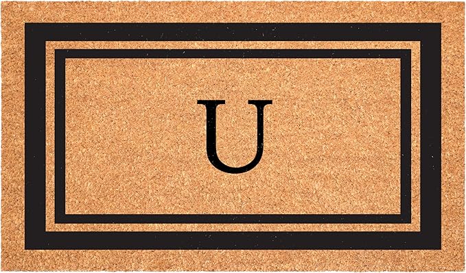 Calloway Mills 152962436U Black Border 24" x 36" Monogram Doormat, (Letter U)