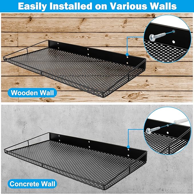 RedCall Heavy-Duty Wall Shelf, 2 Pack Garage Shelf, 23.5" x 12" Large Wall Mounted Shelves for Garage, Laundry Room, Closet, Holds Up to 75 Lbs