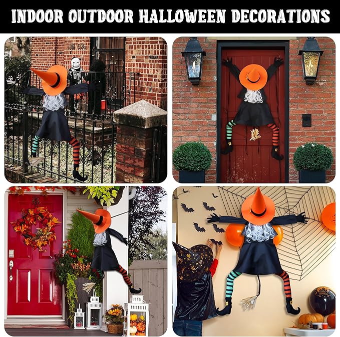 POPGIFTU 53" Halloween Crashing Witch Decoration – Funny Flying Witch for Tree, Yard, Porch & Outdoor Halloween Decor