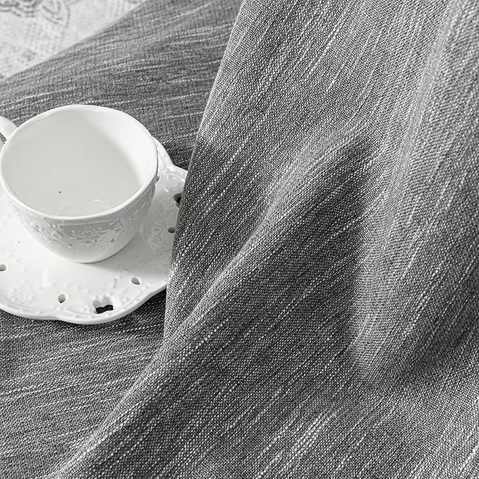 MYSKY HOME Sheer Curtains for Bedroom, Kitchen Curtain Panels Cotton Polyester Blend Fabric Linen Look Texture Light Filtering Privacy Drapes, Farmhouse Home Decor, 50" x 63", Dark Grey, 2 Pieces