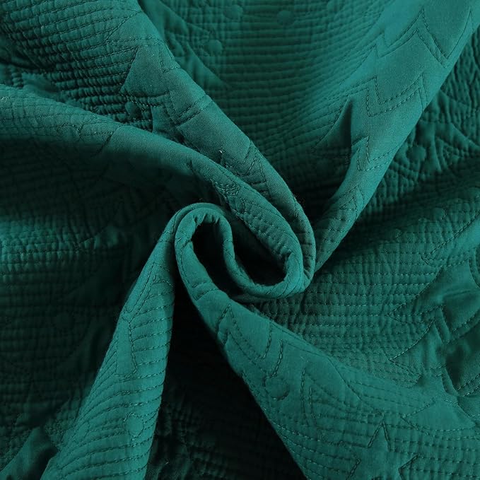 MarCielo 3-Piece Christmas Quilt 100% Cotton Oversized Bedspread Lightweight Coverlet Embroidery Christmas Tree Pattern Bedding Set(TC Emerald, Oversized King (118"x106"))