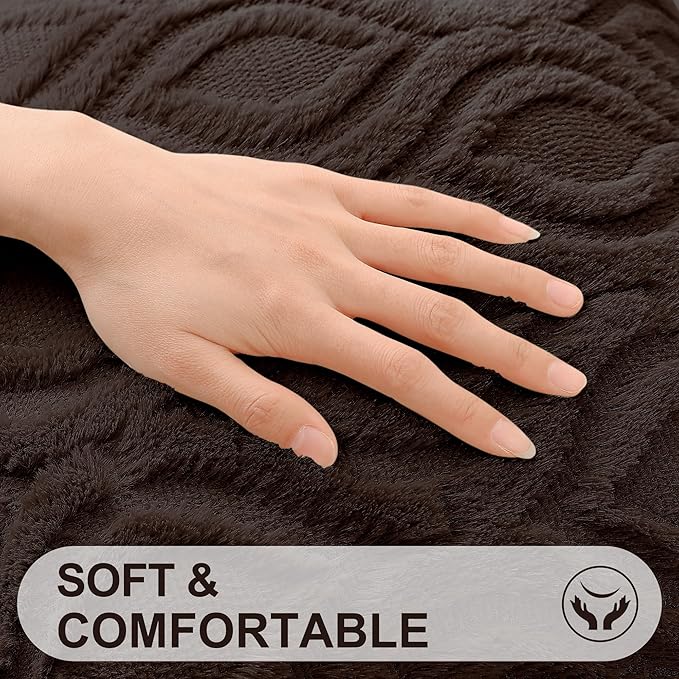 decorUhome Throw Pillow Covers 16x16 Inch Set of 2, Soft Plush Decorative Faux Fur Dark Brown Solid Couch Pillow Covers, Accent Farmhouse Neutral Square Euro Pillow Cases for Sofa Bed Living Room