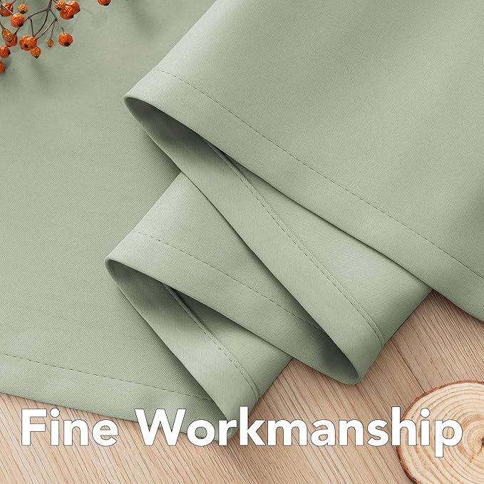 H.VERSAILTEX Premium Blackout Thermal Insulated Room Darkening Curtains for Bedroom/Living Room - Classic Grommet Top (2 Panels, Light Sage, 52 Inch by 45 Inch)