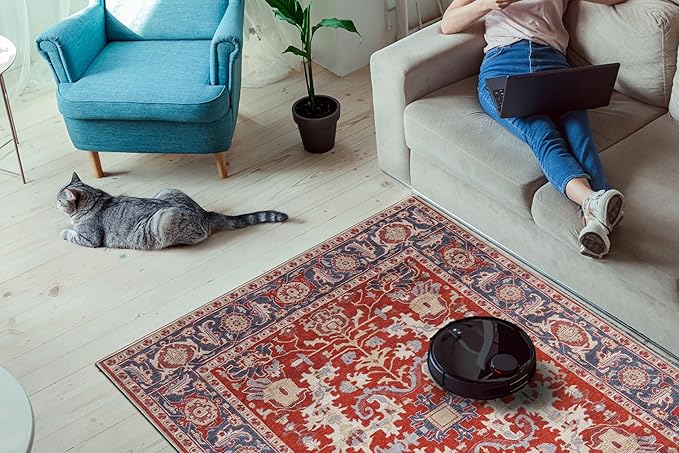 Keen Home Design 6x9 Rug - Machine Washable Area Rug with Non-Slip Backing, Ideal for Living Room, Dining Room, Bedroom - Vintage, Easy Clean, Durable, Low Pile Rug - (6' x 9')