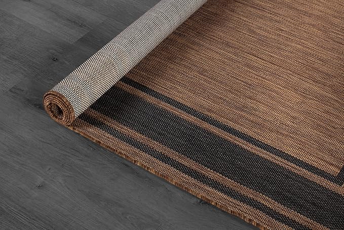 Beverly Rug Outdoor Rug 8x10 Modern Bordered Area Rugs for Indoor and Outdoor Patio Deck Porch Garden Waterproof Weather Sun Resistant Washable Outside Carpet (8 x 10 Gold)