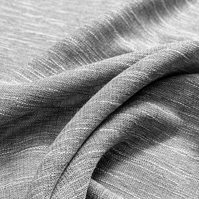 MYSKY HOME Living Room Curtains 2 Panels Boho Semi Sheers Long Drapes Light Filtering for Bedroom Windows, Linen Look Texture Soft Cotton Blend Fabric, 50" Wide x 90" Long, Dark Grey, 2 Panels