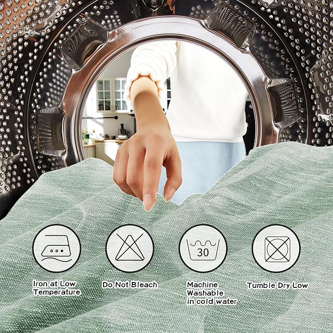 MYSKY HOME Living Room Curtains 84 Inches Long Semi Sheer Light Filtering Privacy Drapes for Bedroom Rod Pocket Textured Boho Home Decor, Backdrop Curtain for Parties, 50" x 84", Aqua, 2 Panels