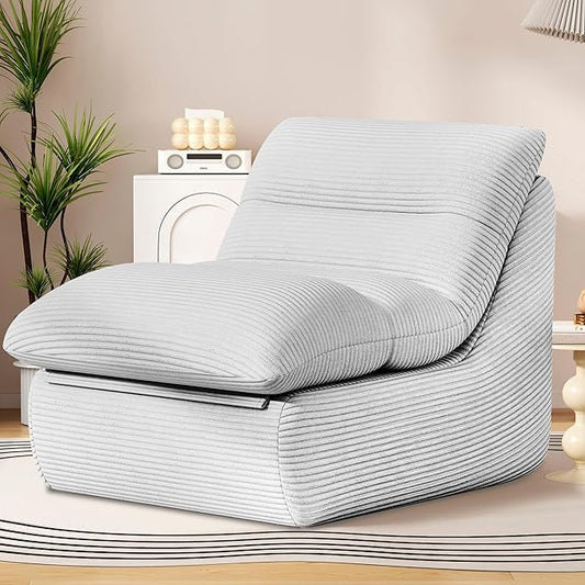 Misolant Bean Bag Chairs，Big Corduroy Fabric Sofa Bean Bag Chair for Adults and Teens with High-Resilience Sponge, Non-Slip Base Floor Lounge Sofa for Home, Living Room, Bedroom, Gaming Light Gray