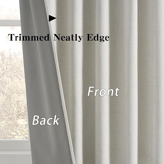 RAIN CITY Natural Birch Blackout Curtains 78 Inch Long 2 Panel Set, Boho Farmhouse Linen Drapes for Bedroom Textured Hook Included 50" x 78"