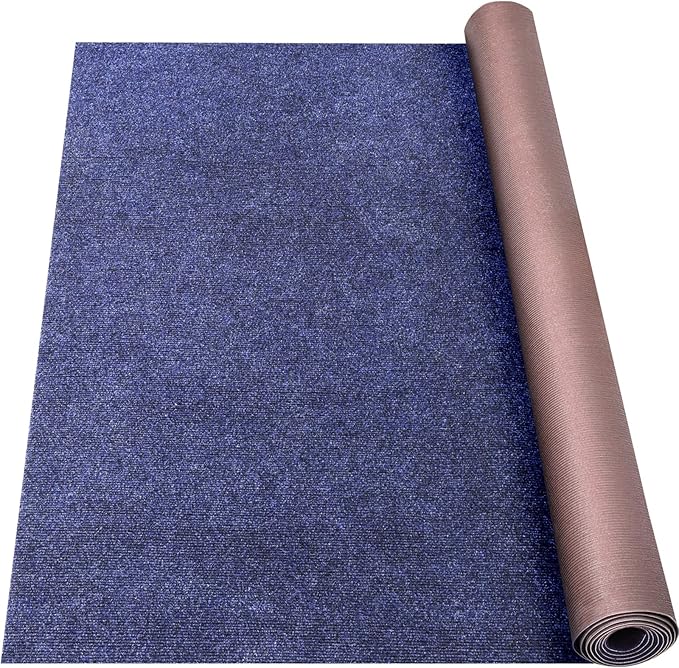 Marine Carpet,5 FT x 10 FT Deep Blue Indoor Outdoor Carpet 0.2" Thick Boat Carpet with Water-Proof TPE Backing, Non-Slide Outdoor Marine Carpet Roll for Home, Patio, Porch, Deck