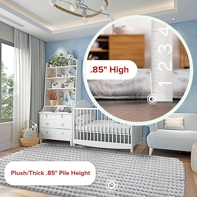 nuLOOM 3'9' x 6' Cozy Plush Area Rug, Machine Washable, Non-Slip, Soft Fluffy Shag Carpet for Living Room Bedroom Kids Room Nursery Home Decor, Jeni Silver