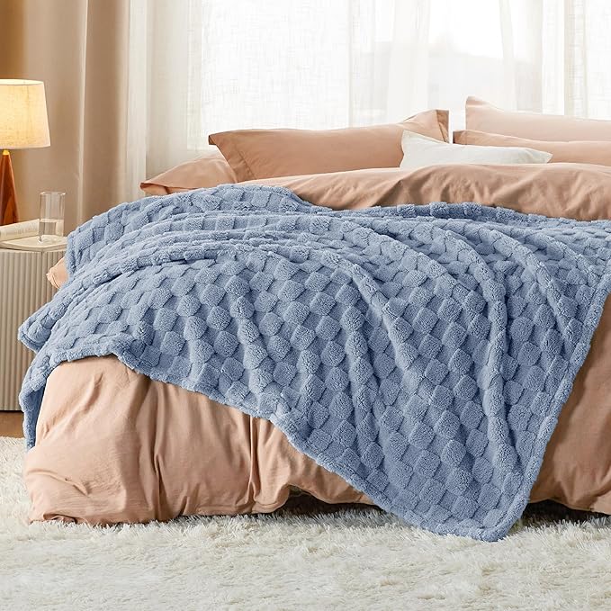 Bedsure GentleSoft Ashley Blue Twin XL Blanket for Bed - Super Soft Cozy Fleece Blankets for Women, Cute Throws for Girls, Dorm Room Essentials for Girls Teens Back to School, 66x90 Inches