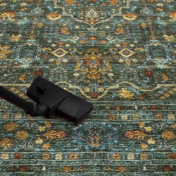 Keen Home Design 6x9 Rug - Machine Washable Area Rug with Non-Slip Backing, Ideal for Living Room, Dining Room, Bedroom - Vintage, Easy Clean, Durable, Low Pile Rug - (6' x 9')