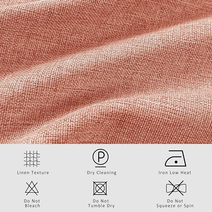 Macochico Pinch Pleated Blackout Linen Curtains 96 Inches Long 100% Light Blocking Burlap Curtains for Bedroom Living Room Thermal Window Panels with Tieback 72”Wx96”L Orange 1 Panel