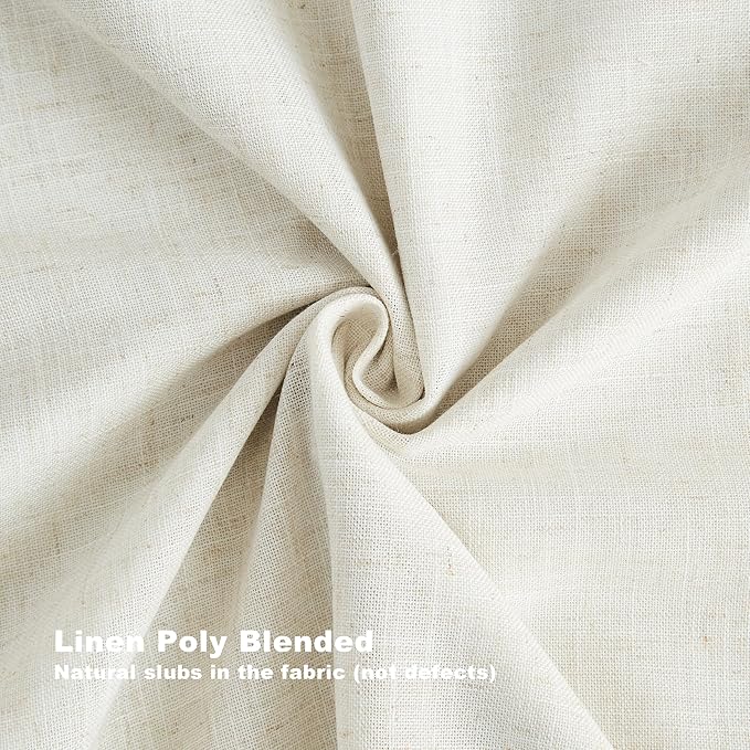 Vision Home Natural Pinch Pleated Full Blackout Curtains Linen Blended Room Darkening Window Curtains 90 inch for Living Room Bedroom Thermal Insulated Pinch Pleat Drapes with Hooks 2 Panel 40"Wx90"L