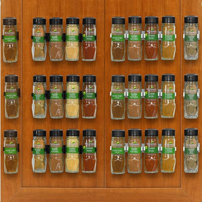 Simple Houseware 30 Spice Gripper Cabinet Holder - 6 Strips, Holds 30 Jars