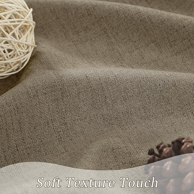 RAIN CITY Linen Brown Blackout Curtains 2 Panels Set,Back Tab Pleated Curtains Hidden Tab with Hooks,Energy Efficinet Linen Polyester Blend Drapes for Bedroom Modern Classic W50xL63 Linen Brown