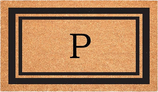 Calloway Mills 152963048P Black Border 30" x 48" Monogram Doormat Letter (P)