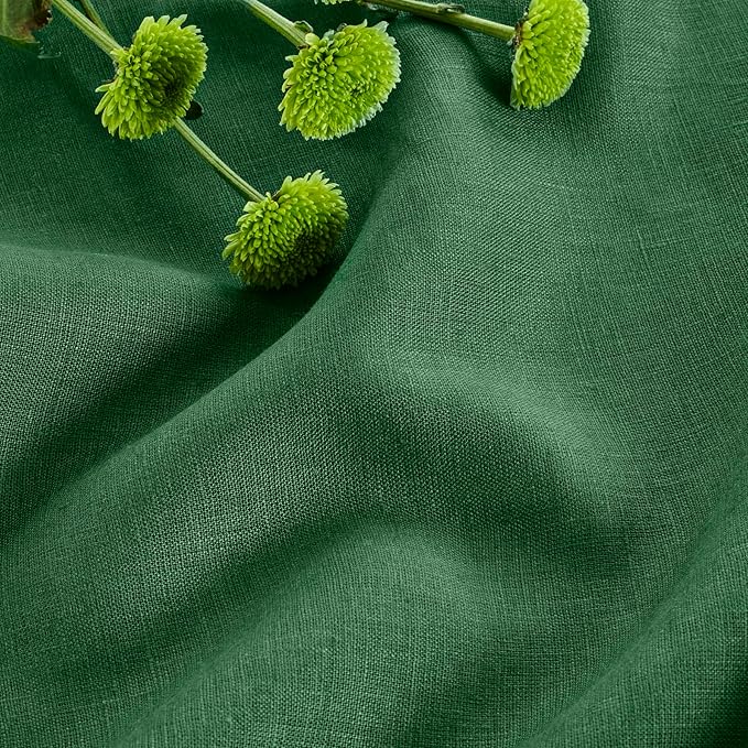 Solino Home Linen Table Runner 36 Inches - 100% Pure Linen Pine Green Table Runner 14 x 36 Inch Ideal for Dresser and Coffee Tables - Fall, Autumn, Thanksgiving - Fete