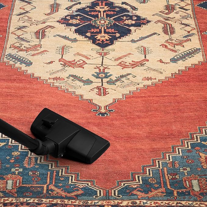 Keen Home Design 6x9 Rug - Machine Washable Area Rug with Non-Slip Backing, Ideal for Living Room, Dining Room, Bedroom - Vintage, Easy Clean, Durable, Low Pile Rug - (6' x 9')