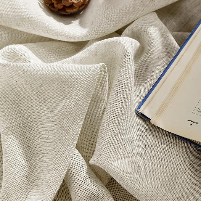 Joydeco Linen Curtains 108 Inch Length 2 Panel Sets,Light Filtering Curtains for Bedroom 52 Inch Wide Living Room Drapes with Back Tabs & Rod Pockets (W52 x L108 Inch, Beige)