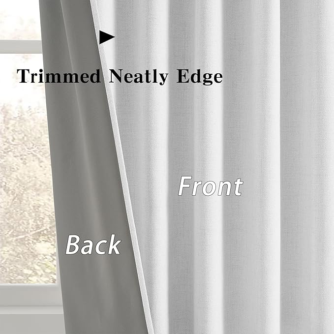 RAIN CITY Snow White Large Curtains 70 x 84 inch for Living Room Sliding Door 2 Panel Sets Back Tab Room Divider Pleated Linen Track Drapes for Bedroom Dining Room Farm House Cottage 7 Feet Long