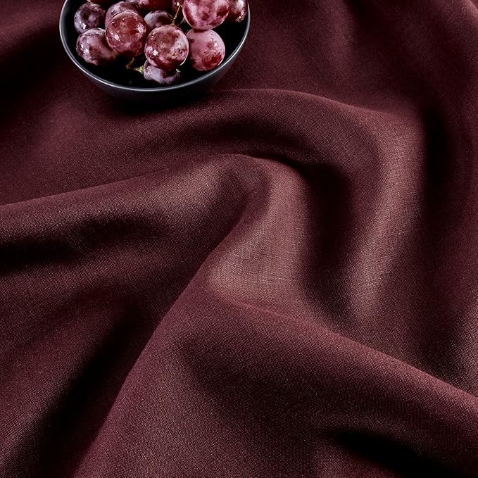 Solino Home Linen Table Runner 60 Inches - 100% Pure Linen Burgundy Hemstitch Table Runner 14 x 60 Inch Ideal for Dresser and Coffee Tables - Fall, Autumn, Thanksgiving - Classic Hemstitch