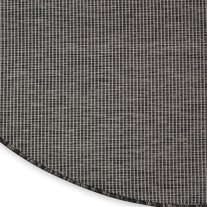 Nourison Positano Indoor/Outdoor Charcoal 6' x Round Area Rug, Easy Cleaning, Non Shedding, Bed Room, Living Room, Dining Room, Backyard, Deck, Patio (6 Round)