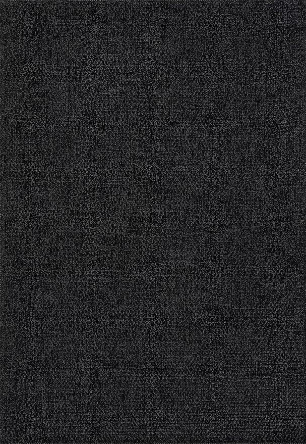 CAMILSON Easy Jute Rug 5x7, Indoor Outdoor Dark Gray Black Farmhouse Area Rugs for Living Room Patio and Kitchen Rug, Solid Boho Woven Design, Easy-Cleaning, Washable Outside Carpet Alfombras (5 x 7)